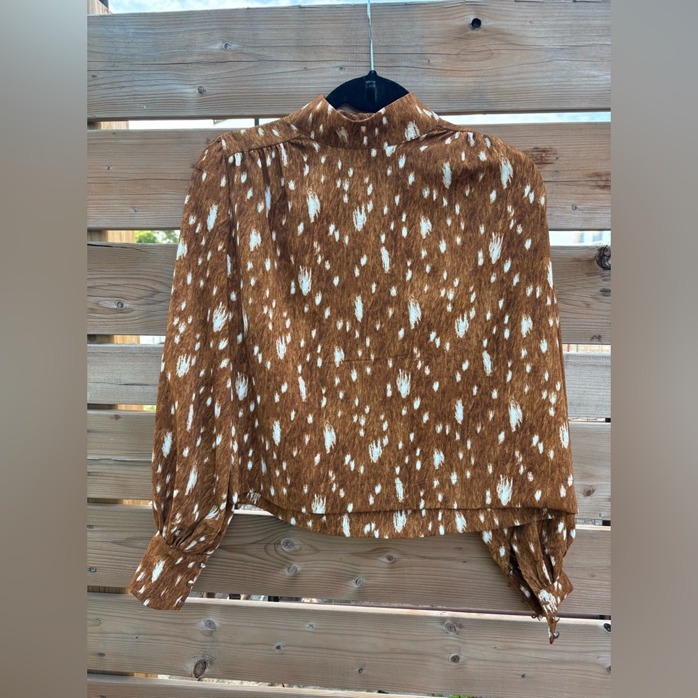 Cara Santana Camel Dot Mockneck Top